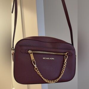 Michael Kors Maroon Shoulder Bag with Gold Chain